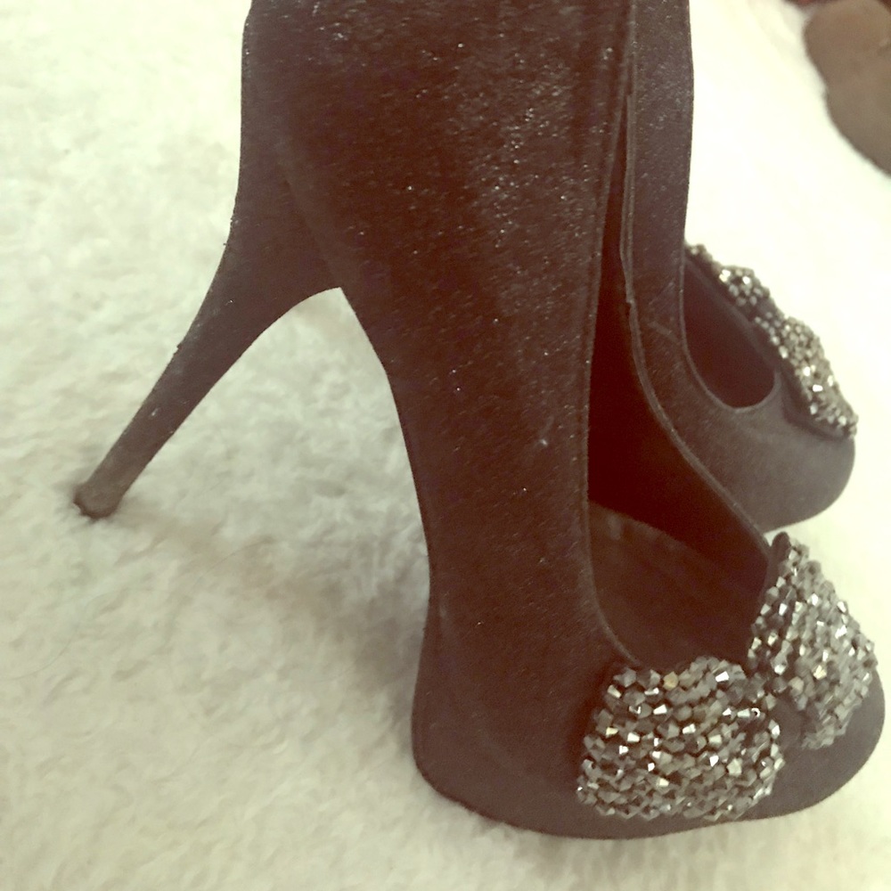 Black shimmer stiletto heels